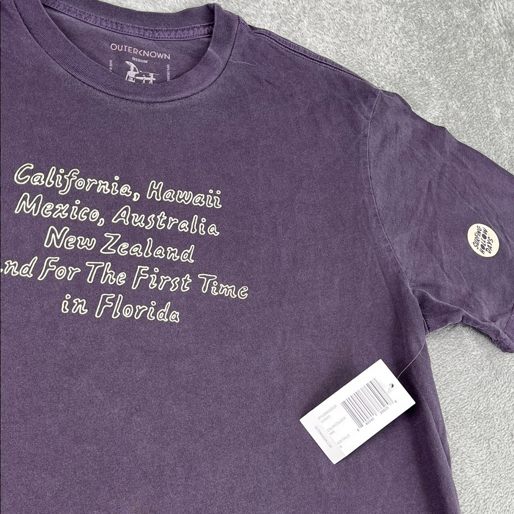 NEW Outerknown Mens M 100% Organic Cotton Graphic Tee in Purple
